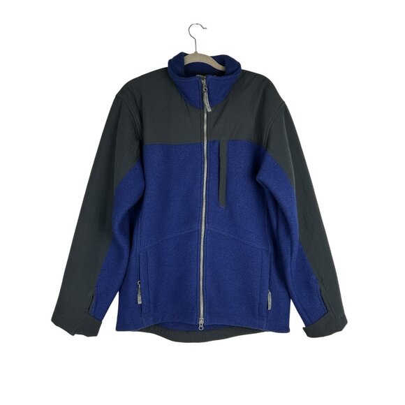 IBEX Men’s Large 100% New Wool Heavy Jacket Sweater Coat Black/  Blue Zip up USA - Picture 8 of 16